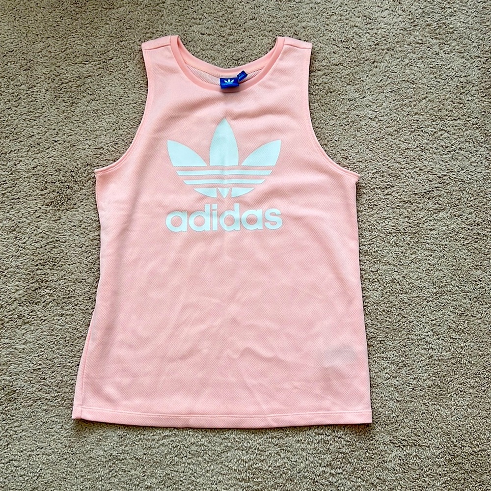 Adidas baby pink jersey tank top size small